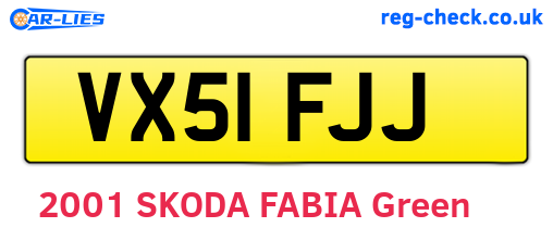 VX51FJJ are the vehicle registration plates.