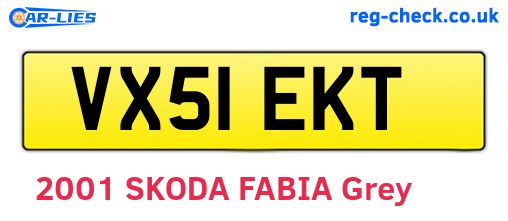 VX51EKT are the vehicle registration plates.
