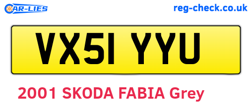 VX51YYU are the vehicle registration plates.