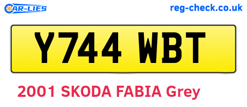 Y744WBT are the vehicle registration plates.