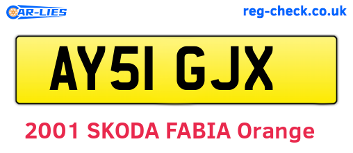 AY51GJX are the vehicle registration plates.