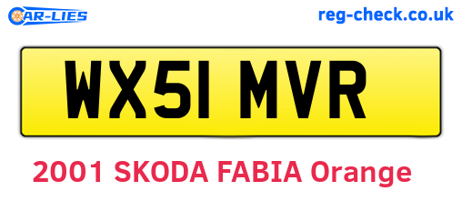 WX51MVR are the vehicle registration plates.