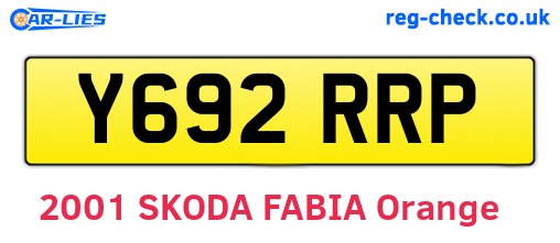 Y692RRP are the vehicle registration plates.