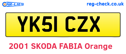YK51CZX are the vehicle registration plates.
