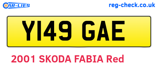 Y149GAE are the vehicle registration plates.