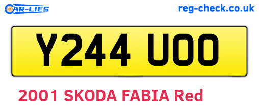 Y244UOO are the vehicle registration plates.