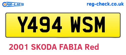 Y494WSM are the vehicle registration plates.