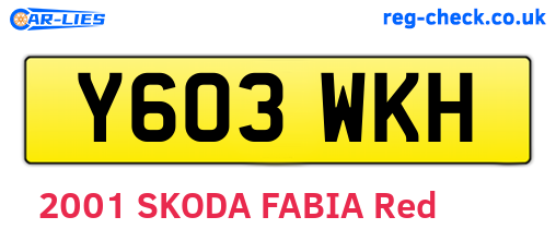 Y603WKH are the vehicle registration plates.