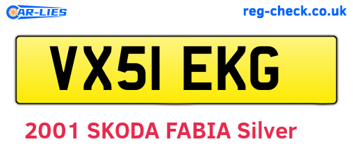 VX51EKG are the vehicle registration plates.