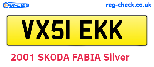 VX51EKK are the vehicle registration plates.
