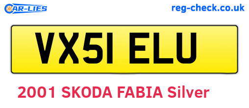VX51ELU are the vehicle registration plates.