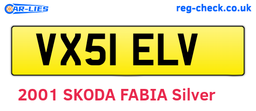 VX51ELV are the vehicle registration plates.