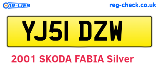 YJ51DZW are the vehicle registration plates.