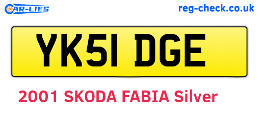 YK51DGE are the vehicle registration plates.