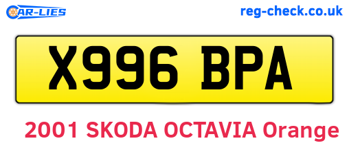X996BPA are the vehicle registration plates.