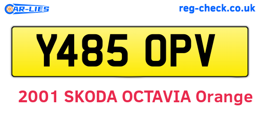 Y485OPV are the vehicle registration plates.