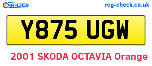 Y875UGW are the vehicle registration plates.