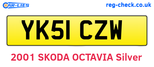 YK51CZW are the vehicle registration plates.