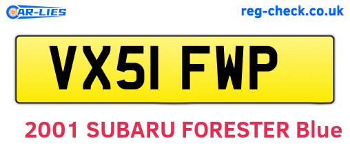 VX51FWP are the vehicle registration plates.