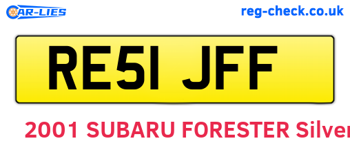 RE51JFF are the vehicle registration plates.