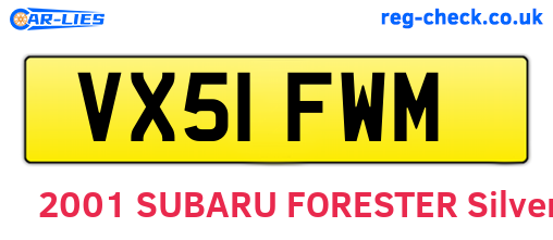 VX51FWM are the vehicle registration plates.