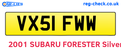 VX51FWW are the vehicle registration plates.