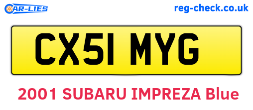 CX51MYG are the vehicle registration plates.