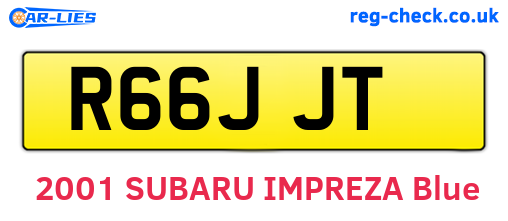R66JJT are the vehicle registration plates.