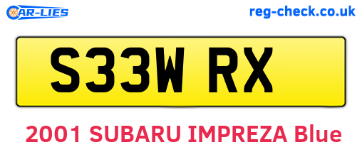 S33WRX are the vehicle registration plates.