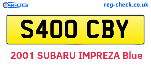 S400CBY are the vehicle registration plates.