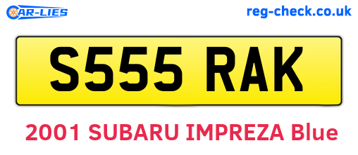 S555RAK are the vehicle registration plates.