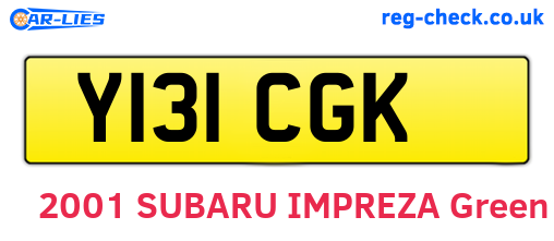 Y131CGK are the vehicle registration plates.