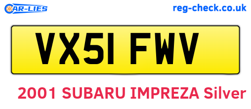VX51FWV are the vehicle registration plates.