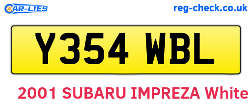 Y354WBL are the vehicle registration plates.