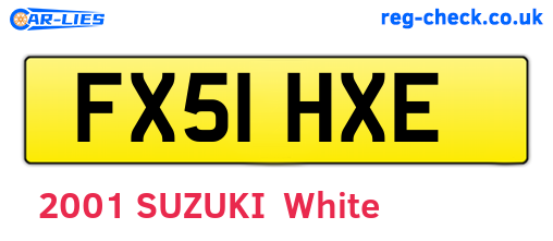 FX51HXE are the vehicle registration plates.