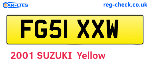 FG51XXW are the vehicle registration plates.