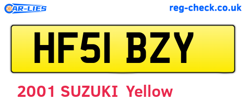 HF51BZY are the vehicle registration plates.