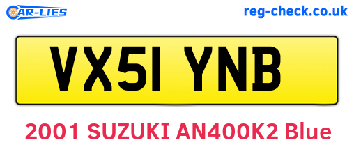 VX51YNB are the vehicle registration plates.