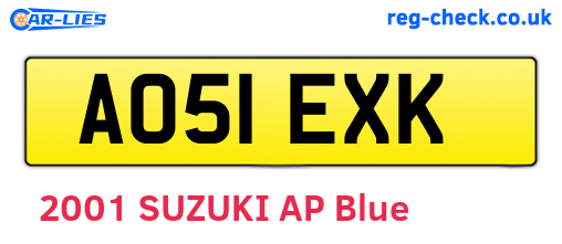 AO51EXK are the vehicle registration plates.