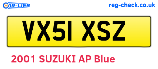 VX51XSZ are the vehicle registration plates.
