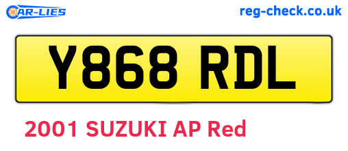 Y868RDL are the vehicle registration plates.