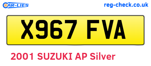 X967FVA are the vehicle registration plates.