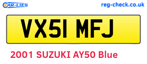 VX51MFJ are the vehicle registration plates.
