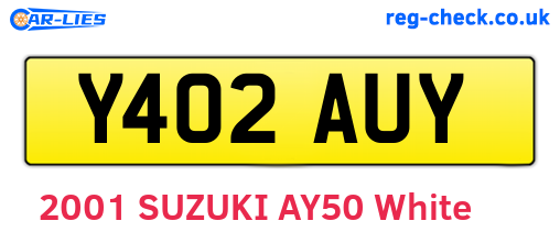 Y402AUY are the vehicle registration plates.