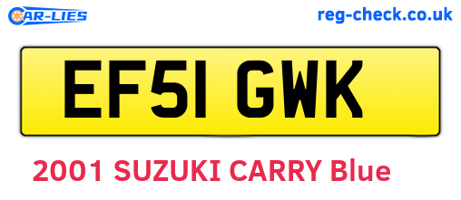 EF51GWK are the vehicle registration plates.