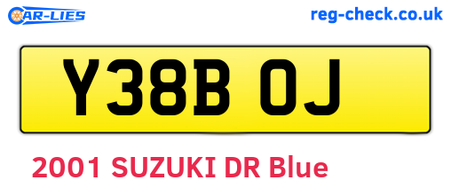 Y38BOJ are the vehicle registration plates.