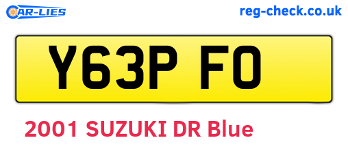 Y63PFO are the vehicle registration plates.