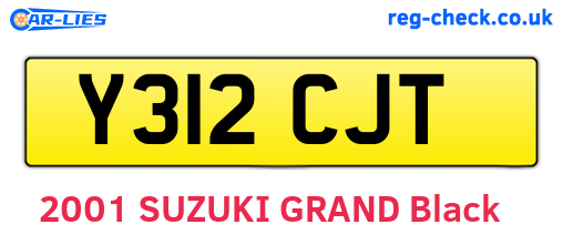 Y312CJT are the vehicle registration plates.