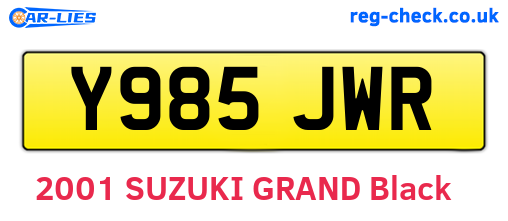 Y985JWR are the vehicle registration plates.