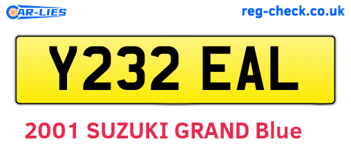 Y232EAL are the vehicle registration plates.